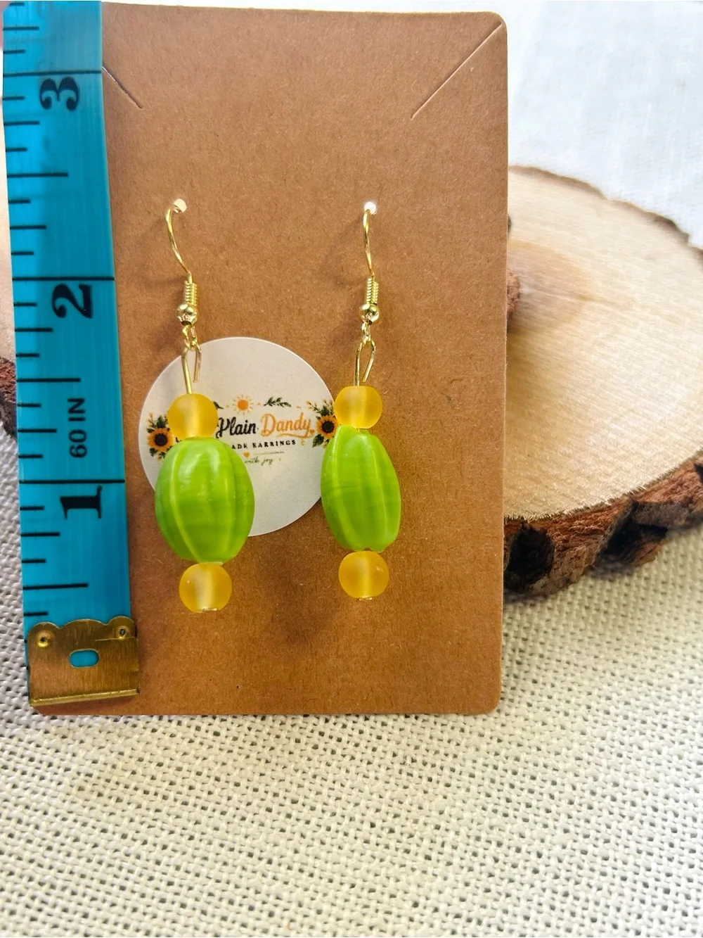 Lime Green Yellow Beaded Dangle Earrings Boho Summer Jewelry